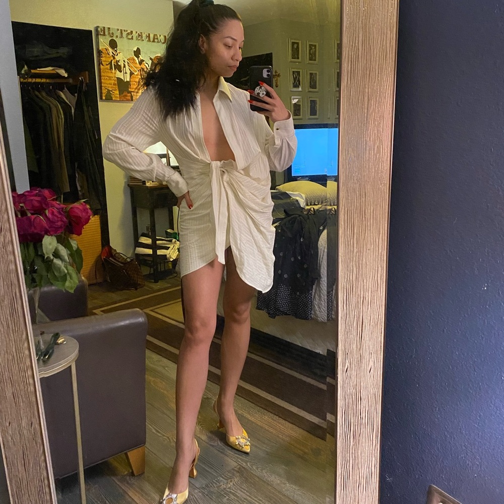 Jacquemus La Riviera Mini Dress - Beige linen